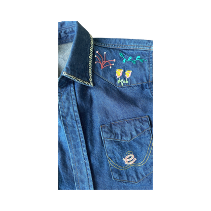 Your Flowers Embroidered Denim Shirt