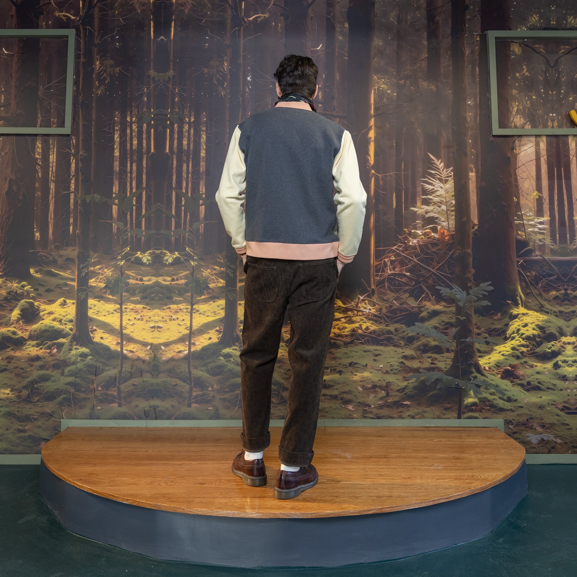 Bear+Lion Jersey Cardigan back view on model