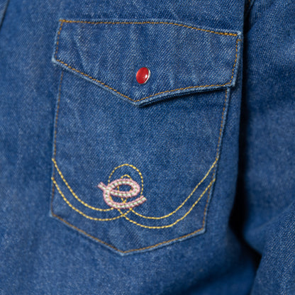 Your Flowers Denim Shirt pocket detail