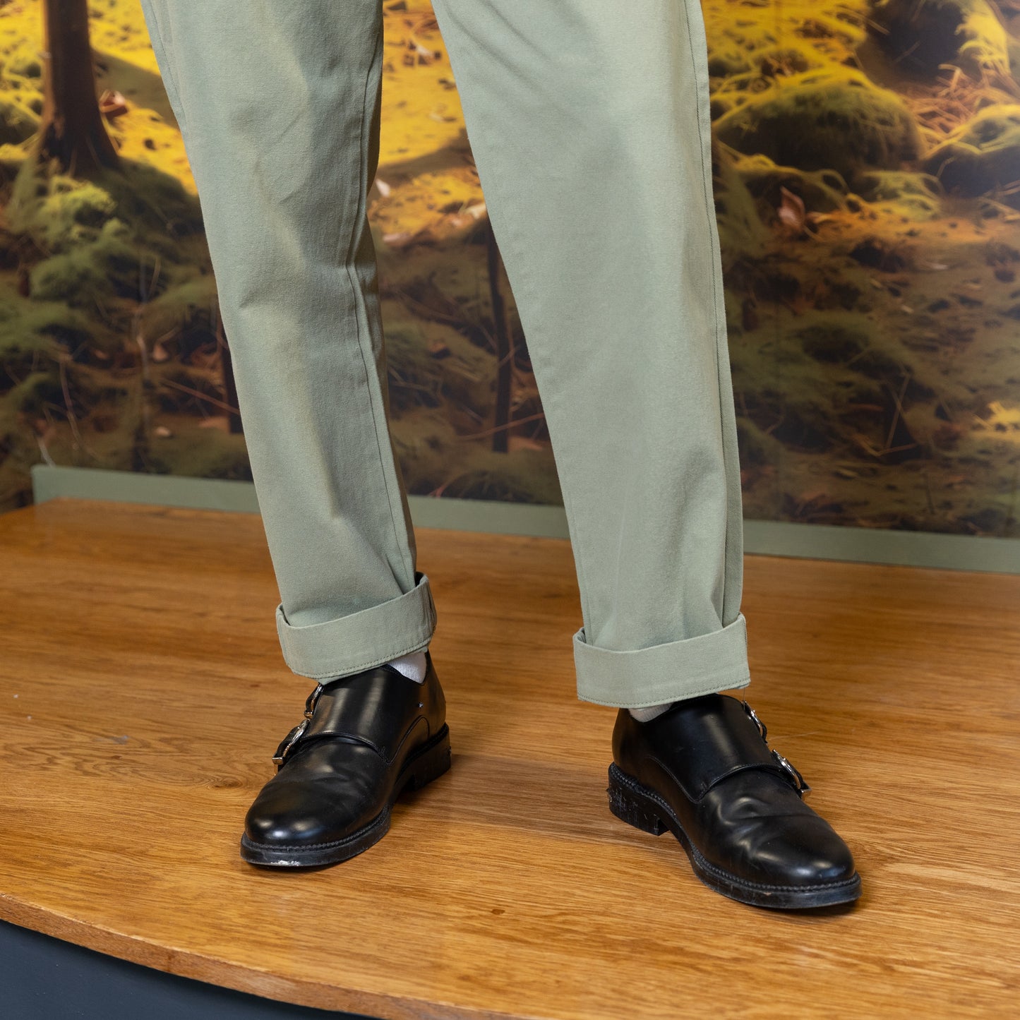 Green Twill Explorer Pant on model