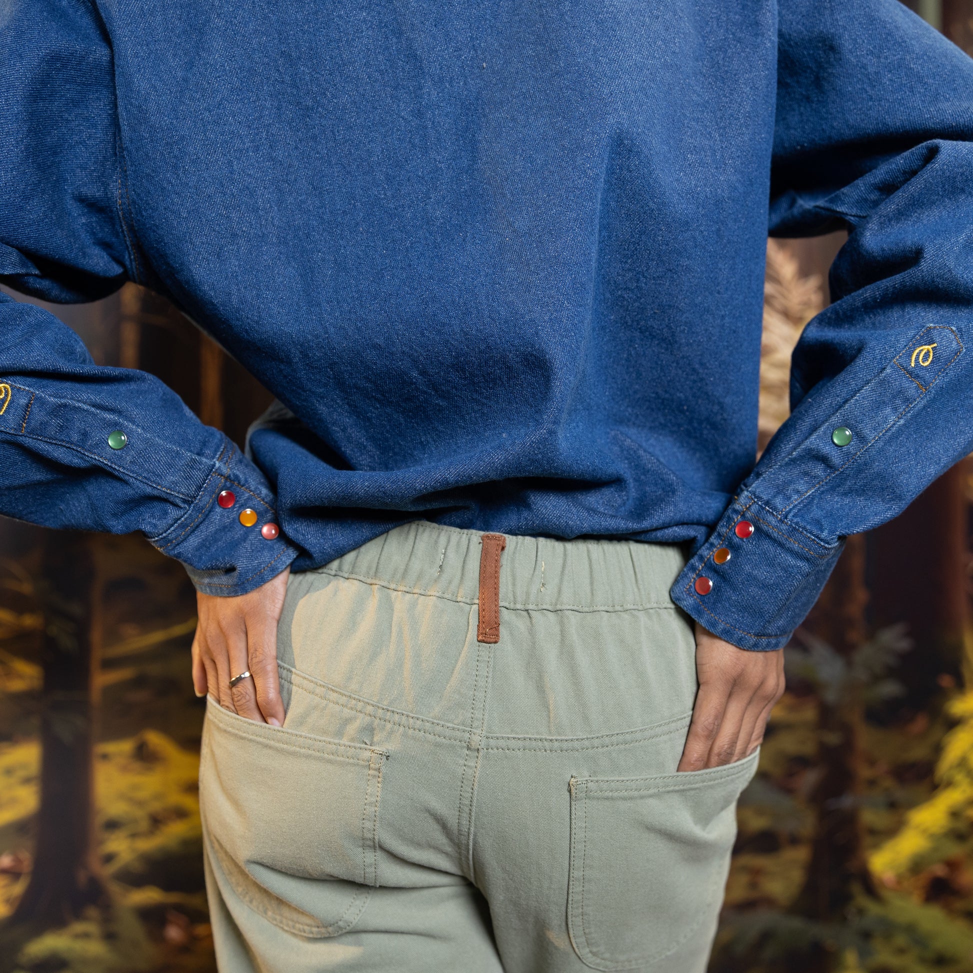 Green Twill Explorer Pant on model