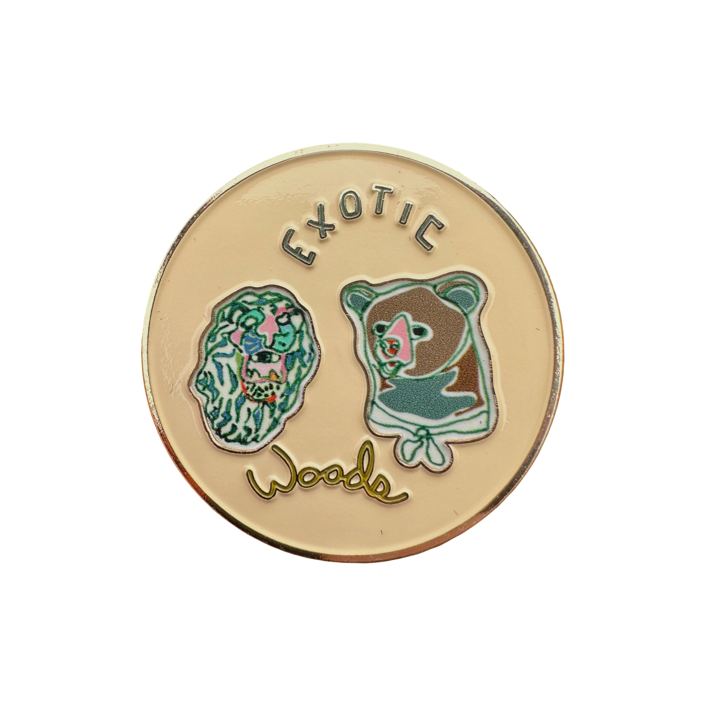 Bear + Lion Brooch front view