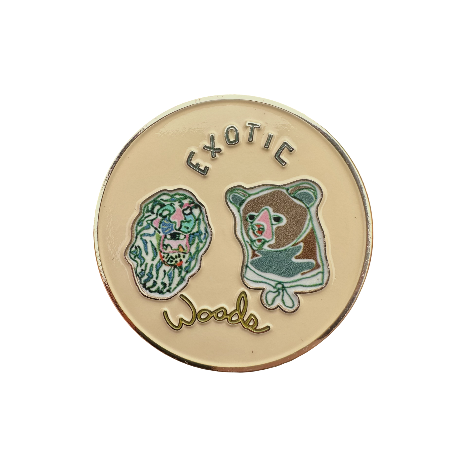 Bear + Lion Brooch front view