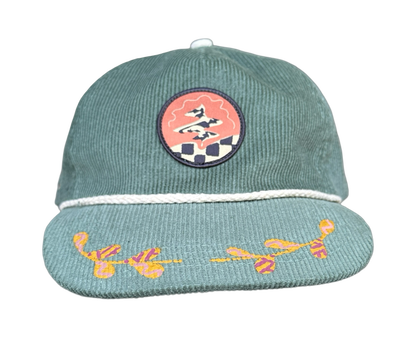 Hand Painted Green Cord Explorer's Hat no. 4