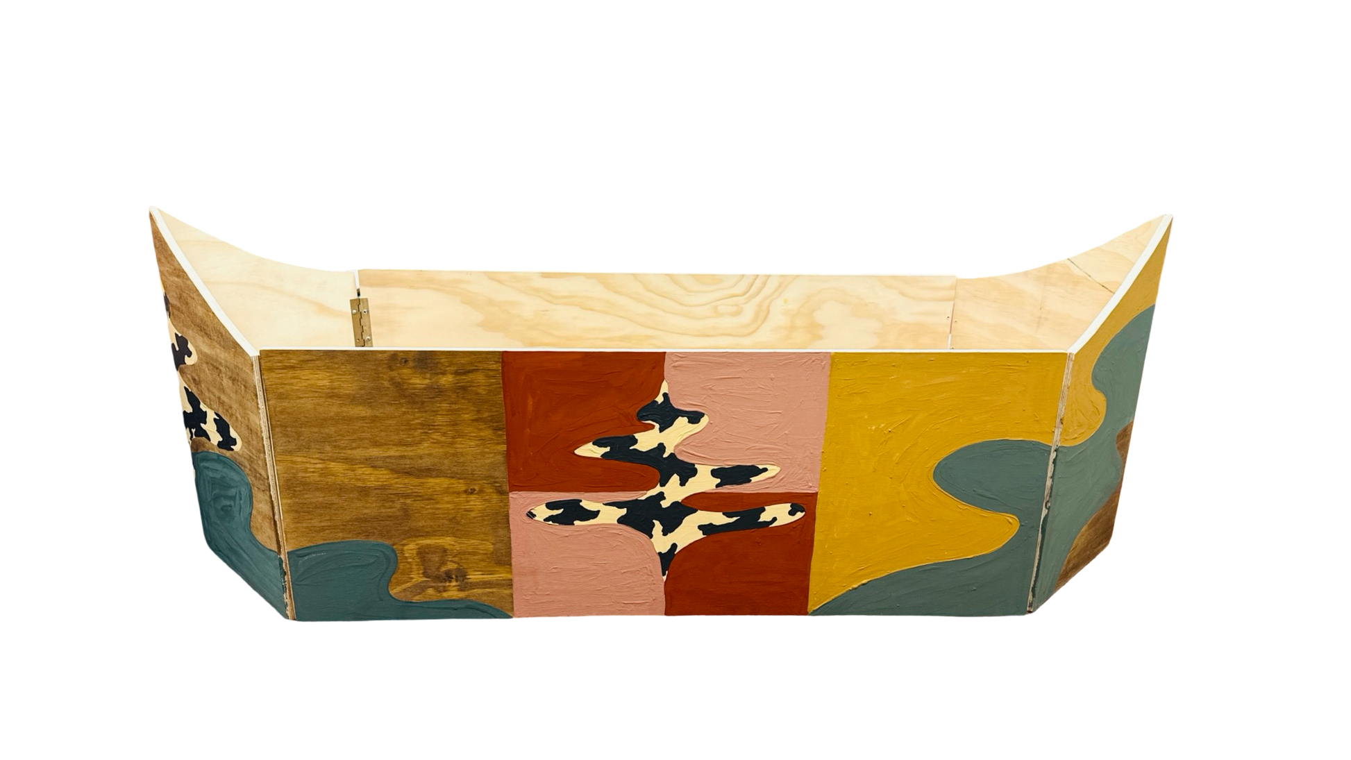 Painted and stained plywood boat by Russ Rubin - side view