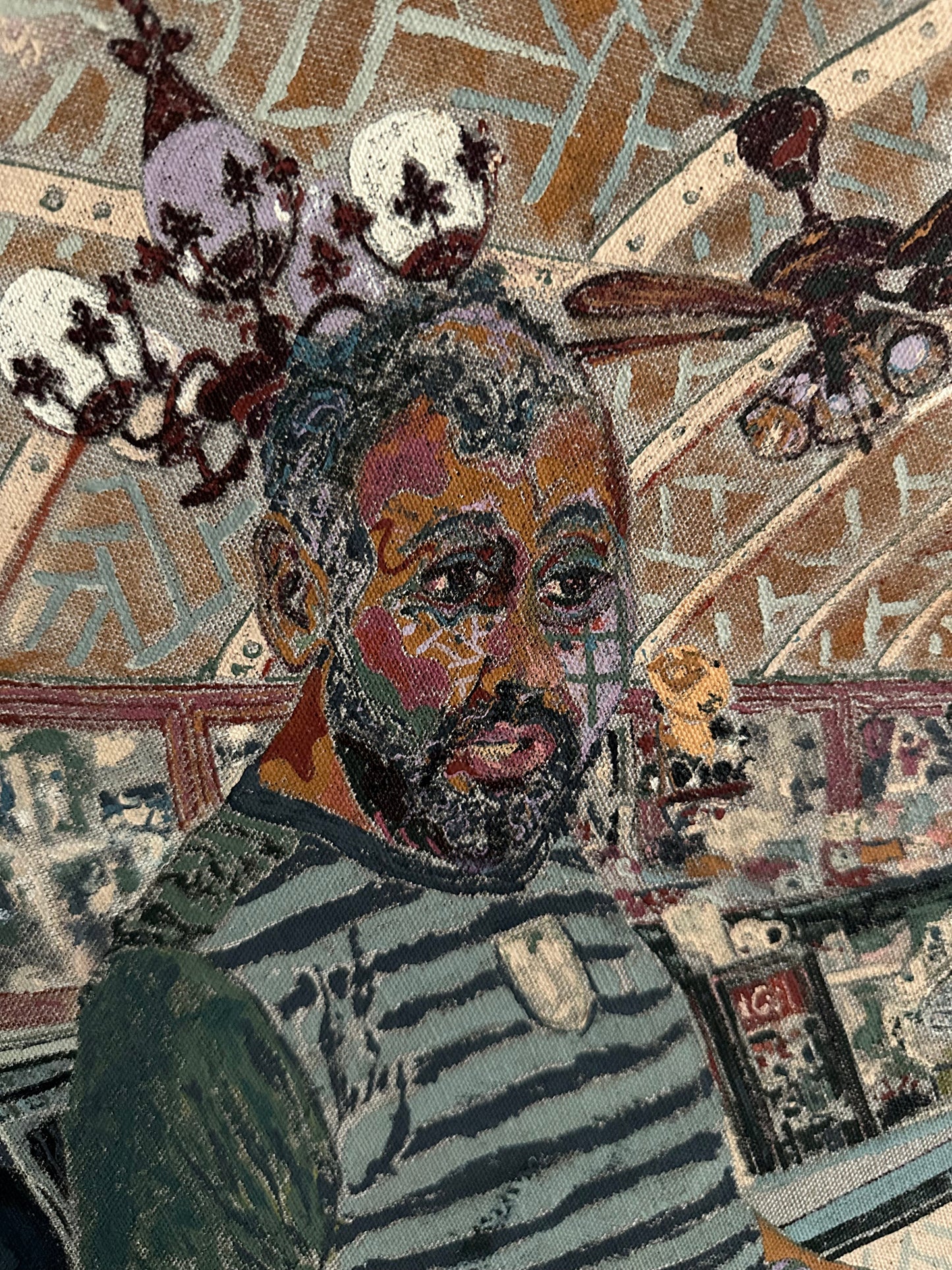 Portrait of man in diner by Russ Rubin - head detail view