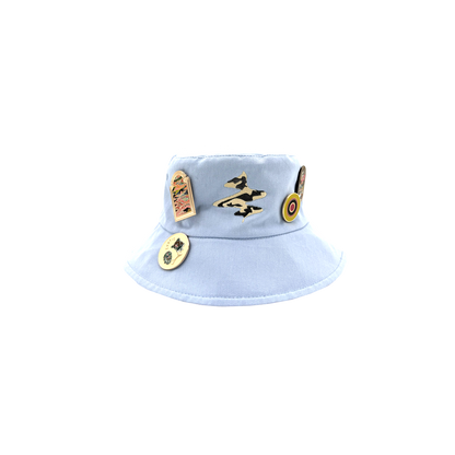 Be Out Bucket Hat front view on blue side