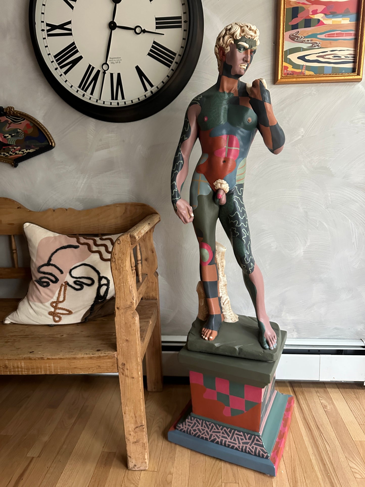Hand painted David sculpture by Russ Rubin - front view