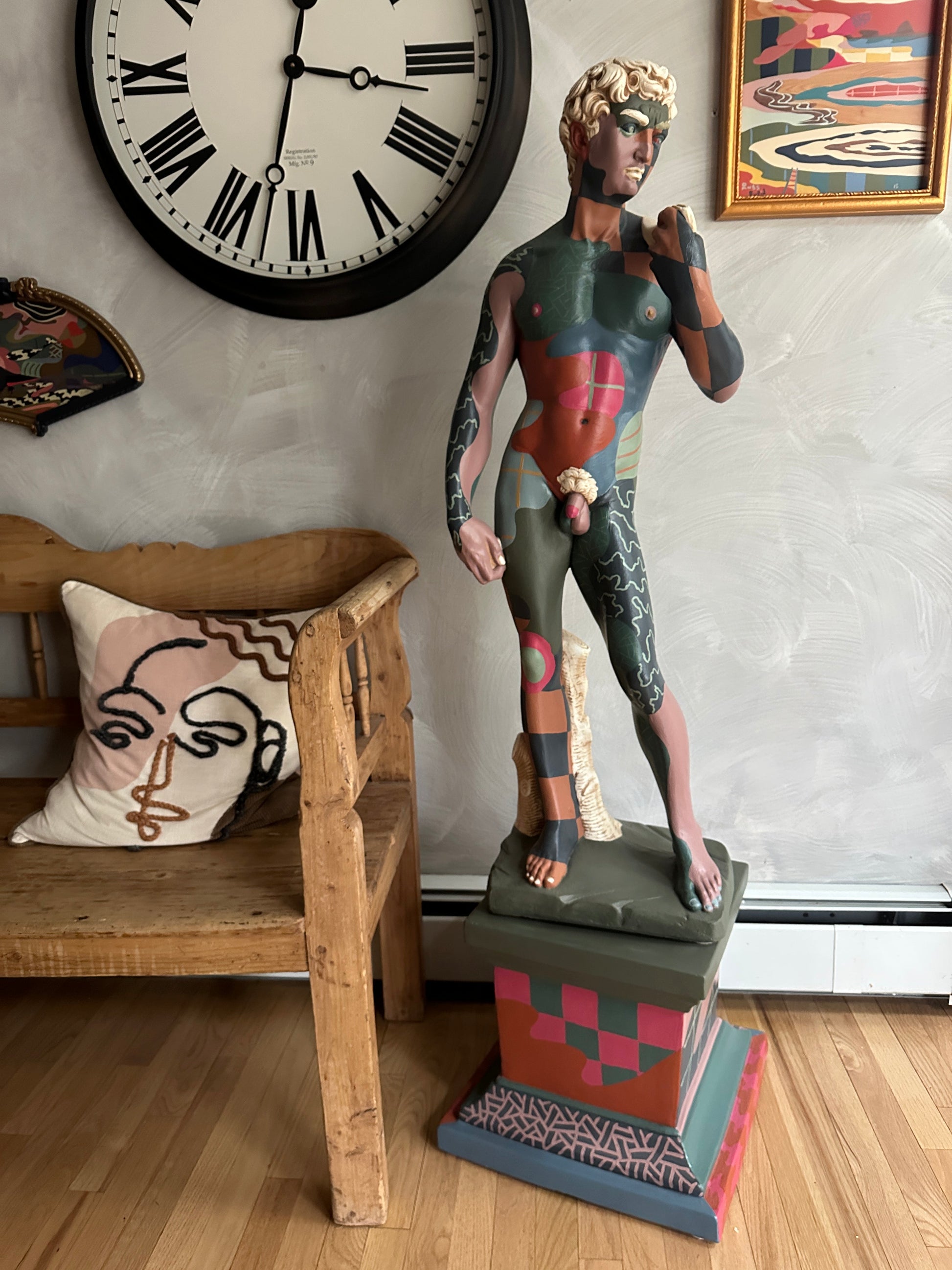 Hand painted David sculpture by Russ Rubin - front view