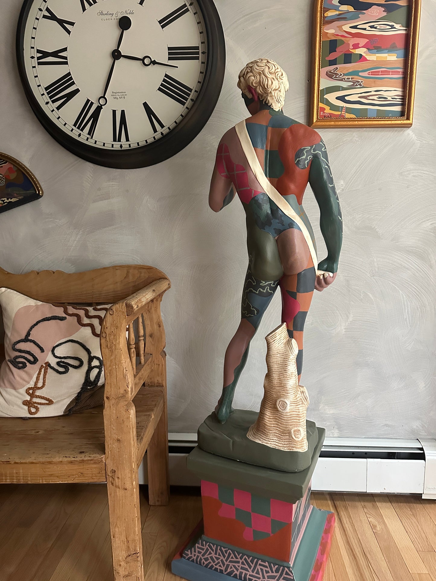 Hand painted David sculpture by Russ Rubin - back view