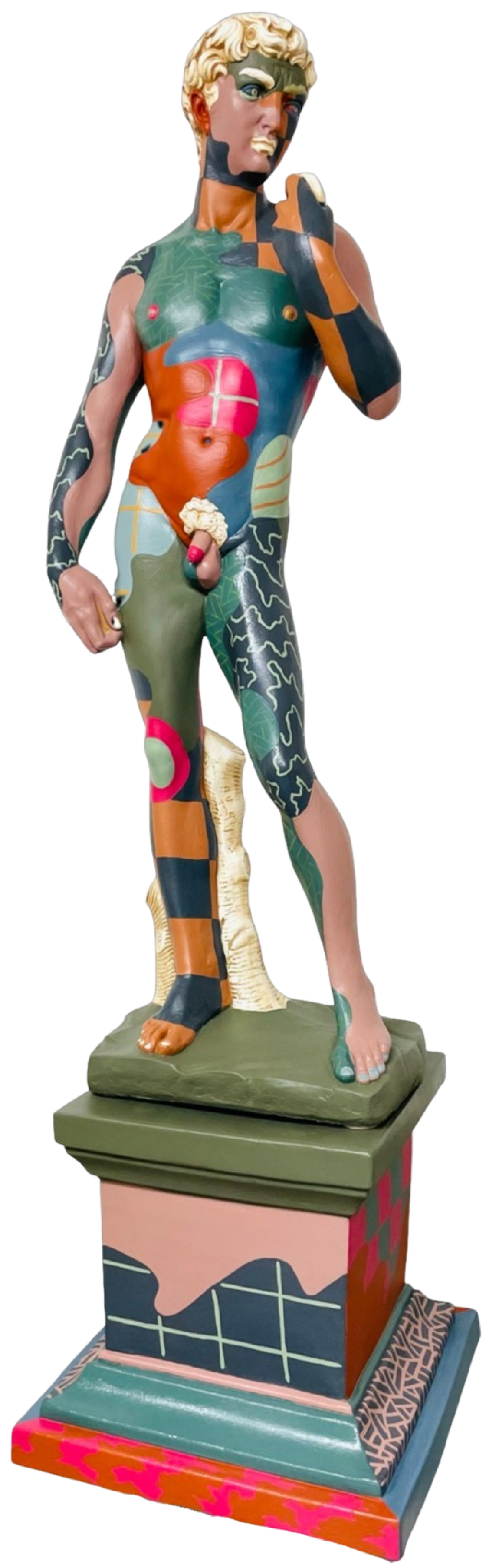 Hand painted David sculpture by Russ Rubin - front view