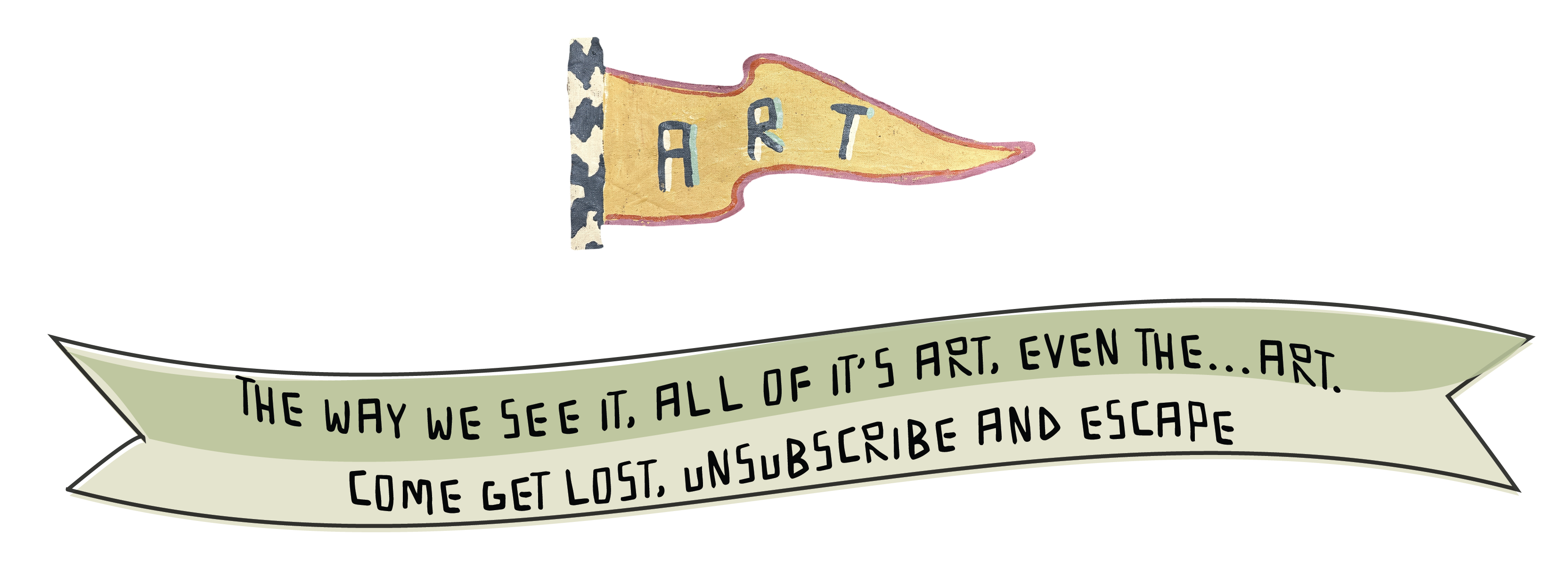 Text banner with label and description of a collection inspired by artist Russ Rubin's