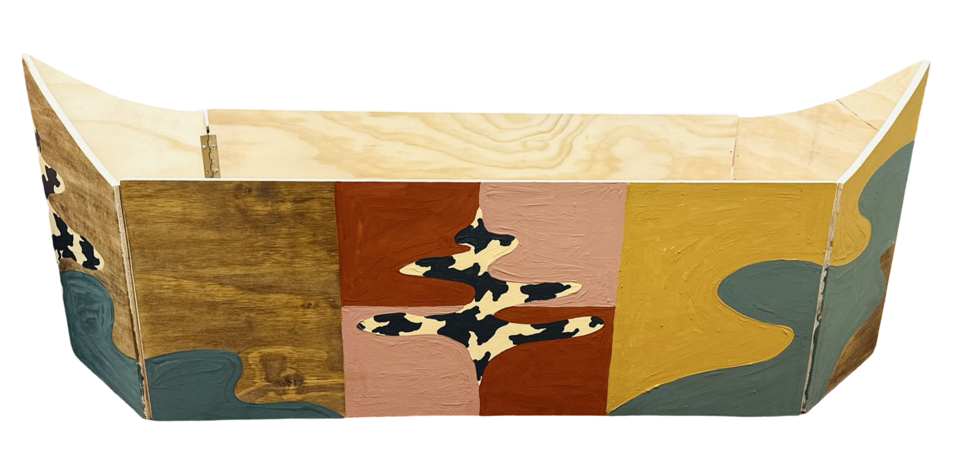 Painted and stained plywood boat by Russ Rubin - side view