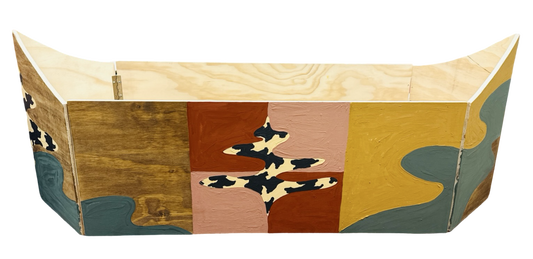 Painted and stained plywood boat by Russ Rubin - side view