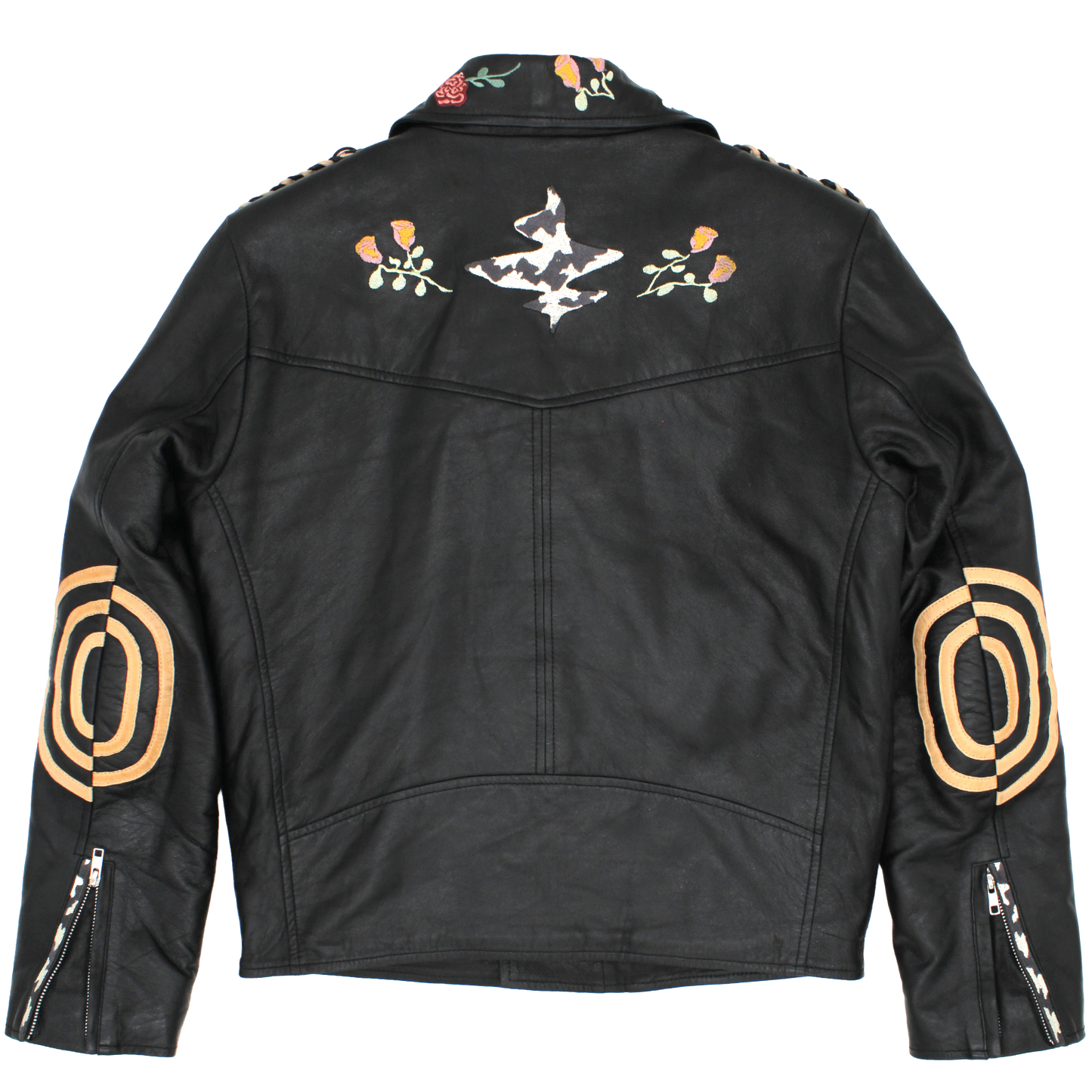 Your Flowers Leather Jacket back view