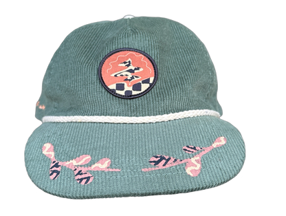 Hand Painted Green Cord Explorer's Hat no. 3