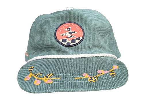 Hand-Painted Green Cord Explorer Hat front view