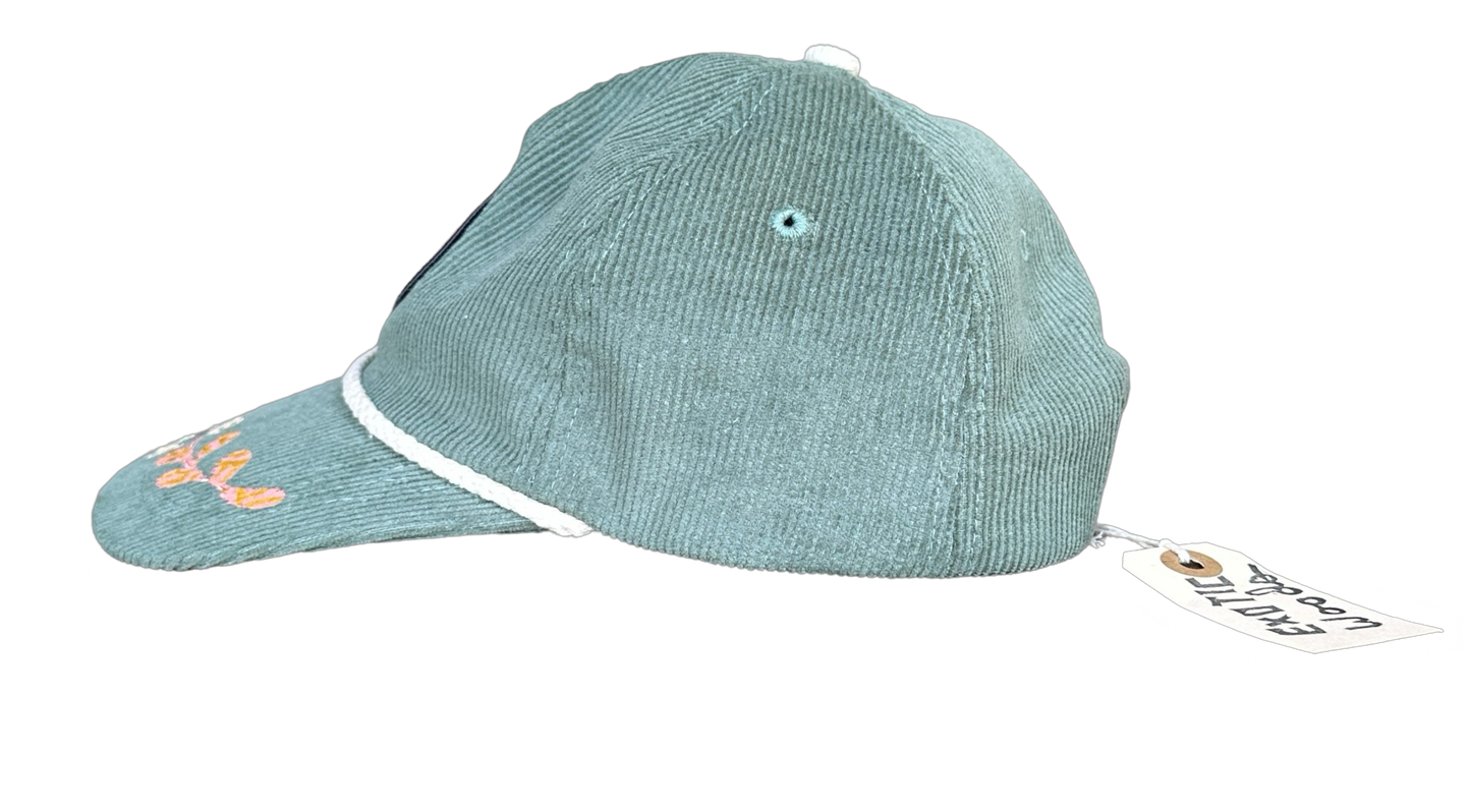 Hand Painted Green Cord Explorer's Hat no. 2