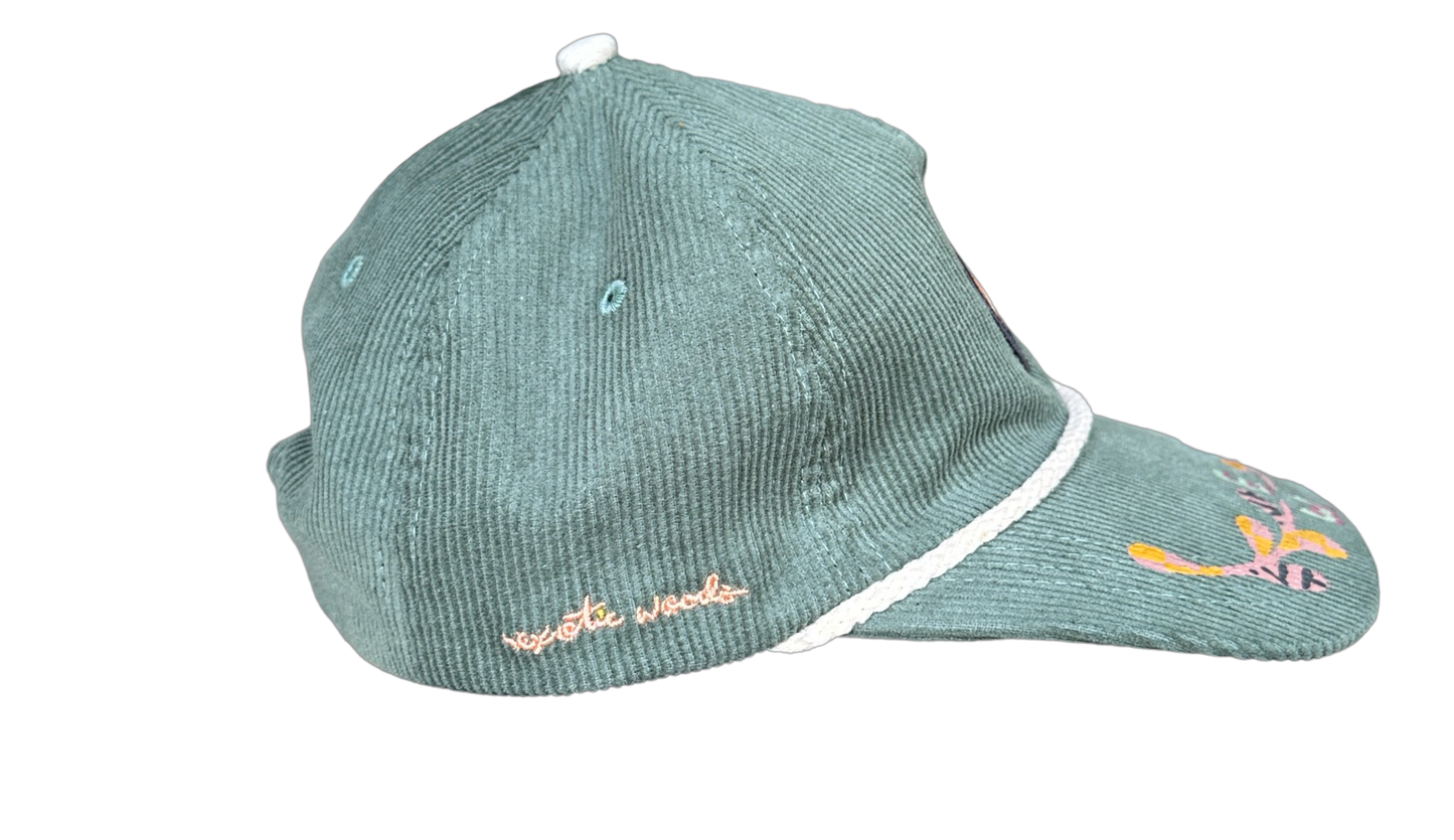 Hand Painted Green Cord Explorer's Hat no. 1