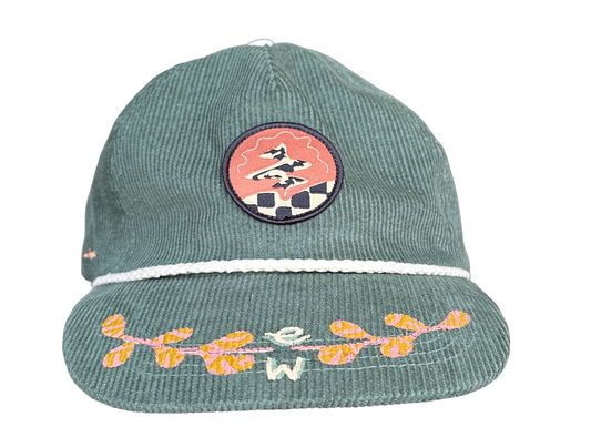 Hand Painted Green Cord Explorer's Hat no. 2