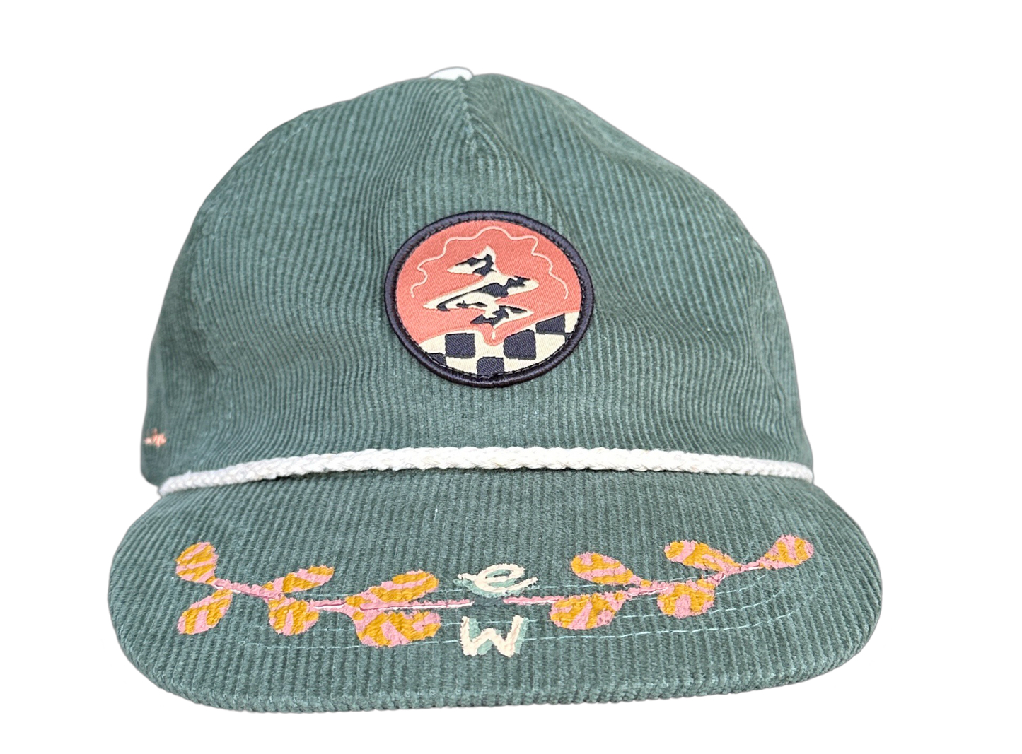 Hand-Painted Green Cord Explorer Hat front view