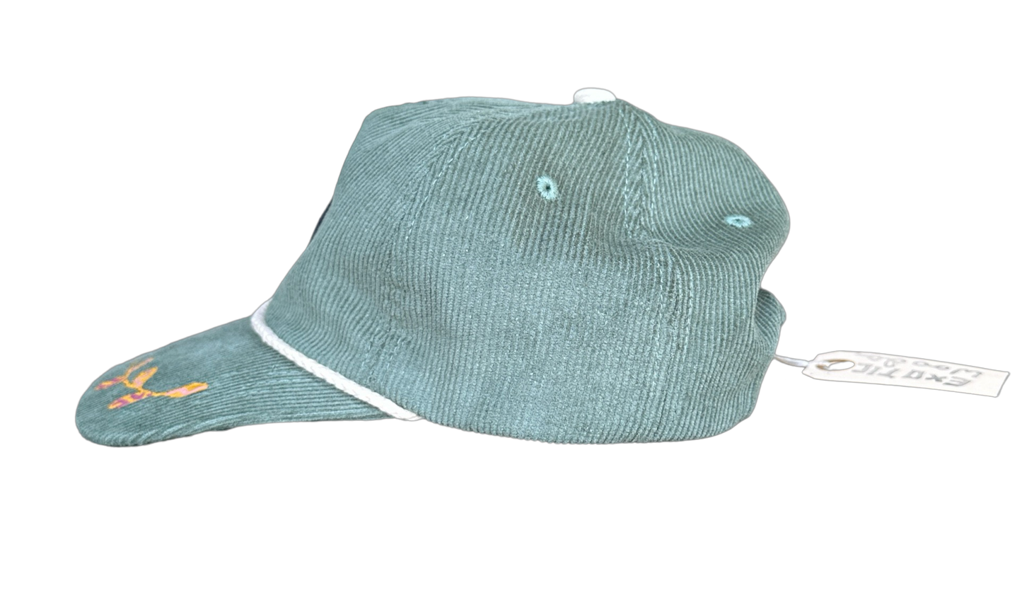 Hand Painted Green Cord Explorer's Hat no. 4