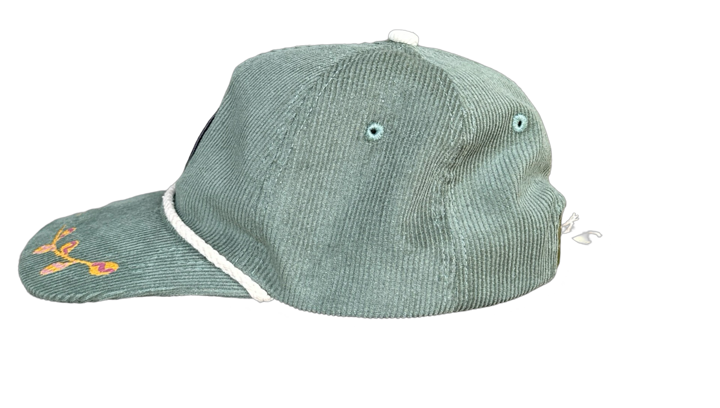 Hand Painted Green Cord Explorer's Hat no. 5