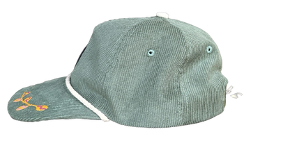 Hand Painted Green Cord Explorer's Hat no. 5