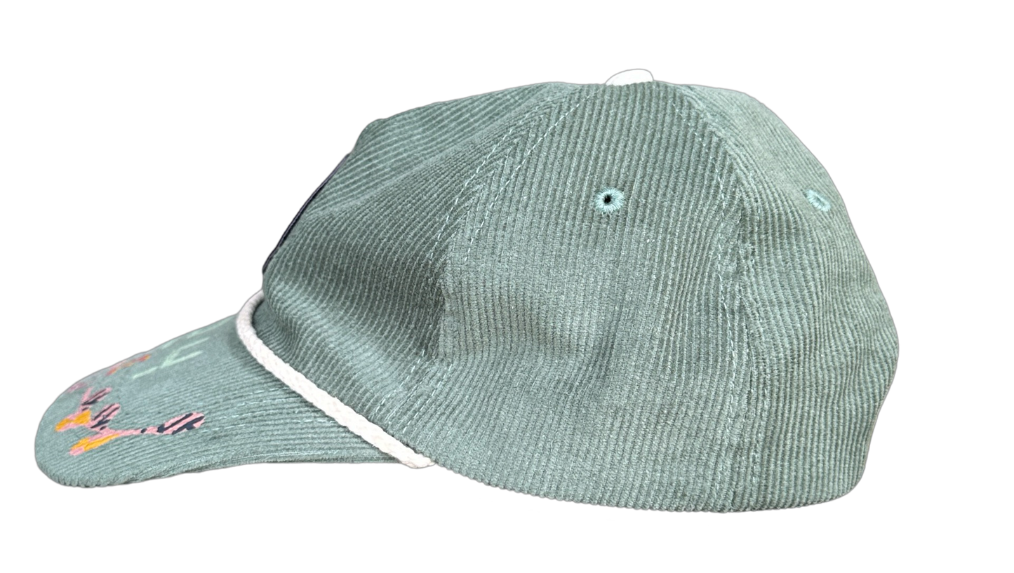 Hand Painted Green Cord Explorer's Hat no. 6