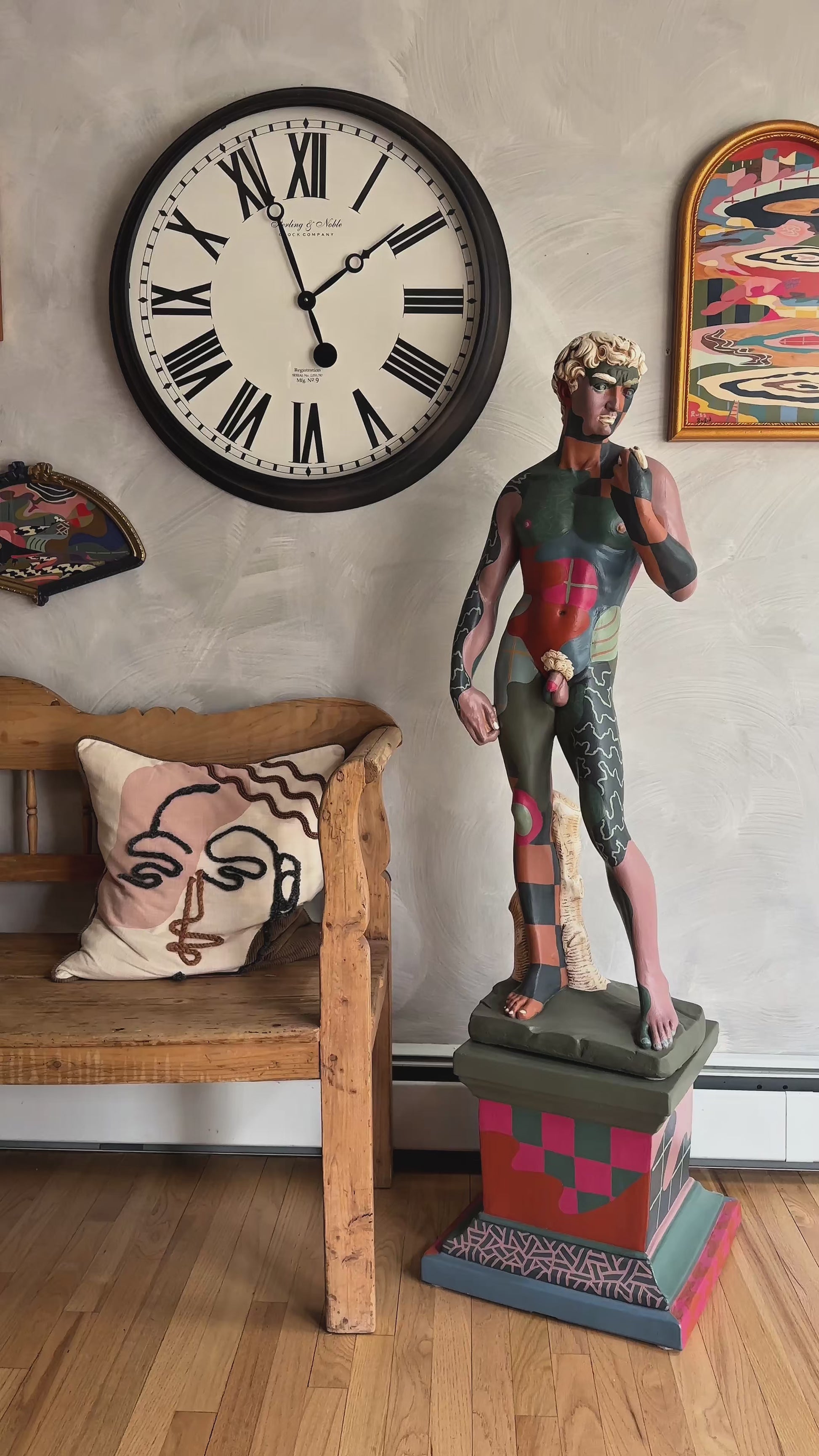 Russ Rubin discussing his hand painted David sculpture 